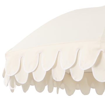 Horizon 6.5 ft. Classic MidCentury Scalloped Fringe Market Beach Umbrella